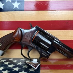 Revolver handgun on American flag background