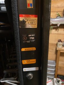 Interior door of fire-rated gun safe