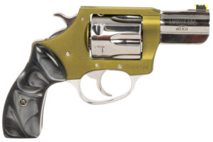 Compact gold and silver revolver with black grip