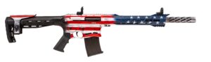American flag-themed semi-automatic rifle on white background