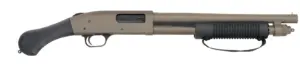 Pump-action shotgun with pistol grip, side view