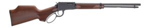 Lever-action rifle with wooden stock on white background