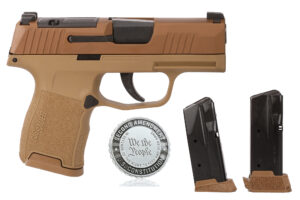 Tan SIG Sauer pistol with two magazines