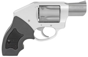 Stainless steel Charter Arms revolver with black grip