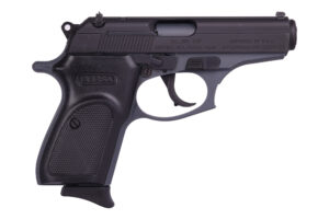 Black Bersa .380 ACP semi-automatic pistol side view