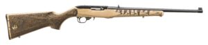 Custom engraved Ruger rifle with patterned wooden stock