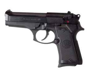 Black Beretta semi-automatic pistol shown in side profile