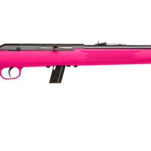 Bright pink bolt-action rifle on a white background